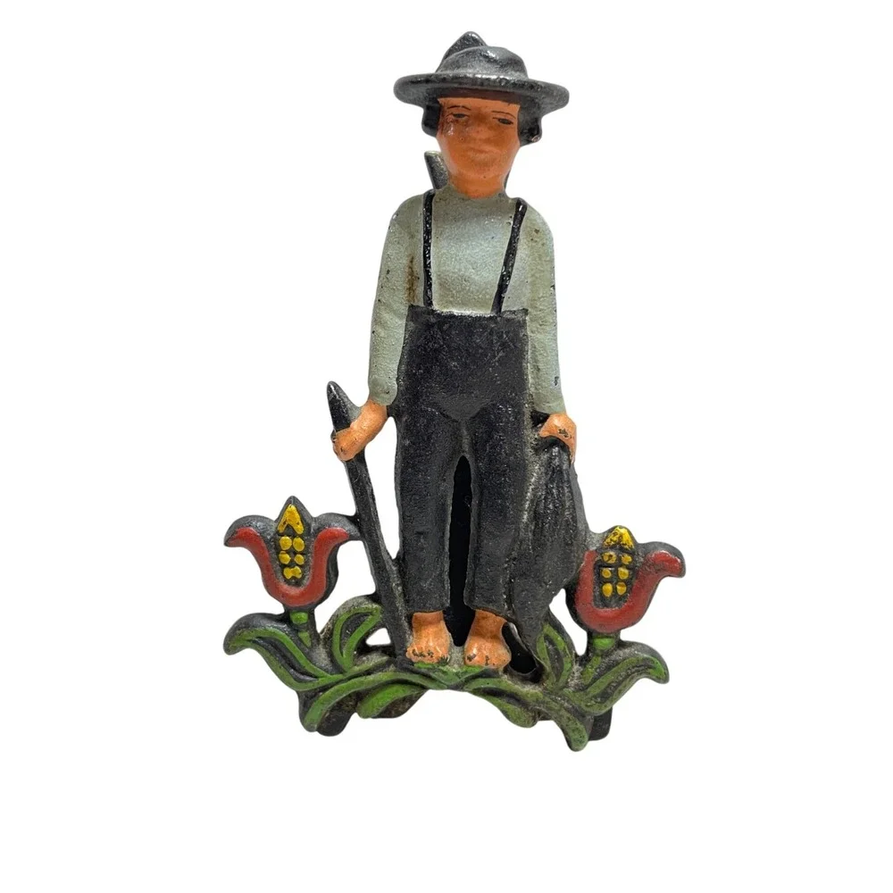 Vintage Amish Farmer Wall Plaque Letter Holder Cast Iron WIlton Products